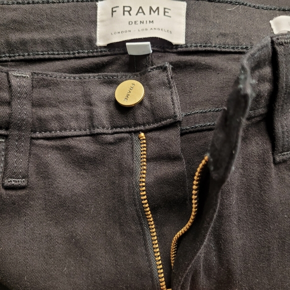 FRAME Le High Skinny Slit Crop Jeans In Black Size 27 - Picture 7 of 14
